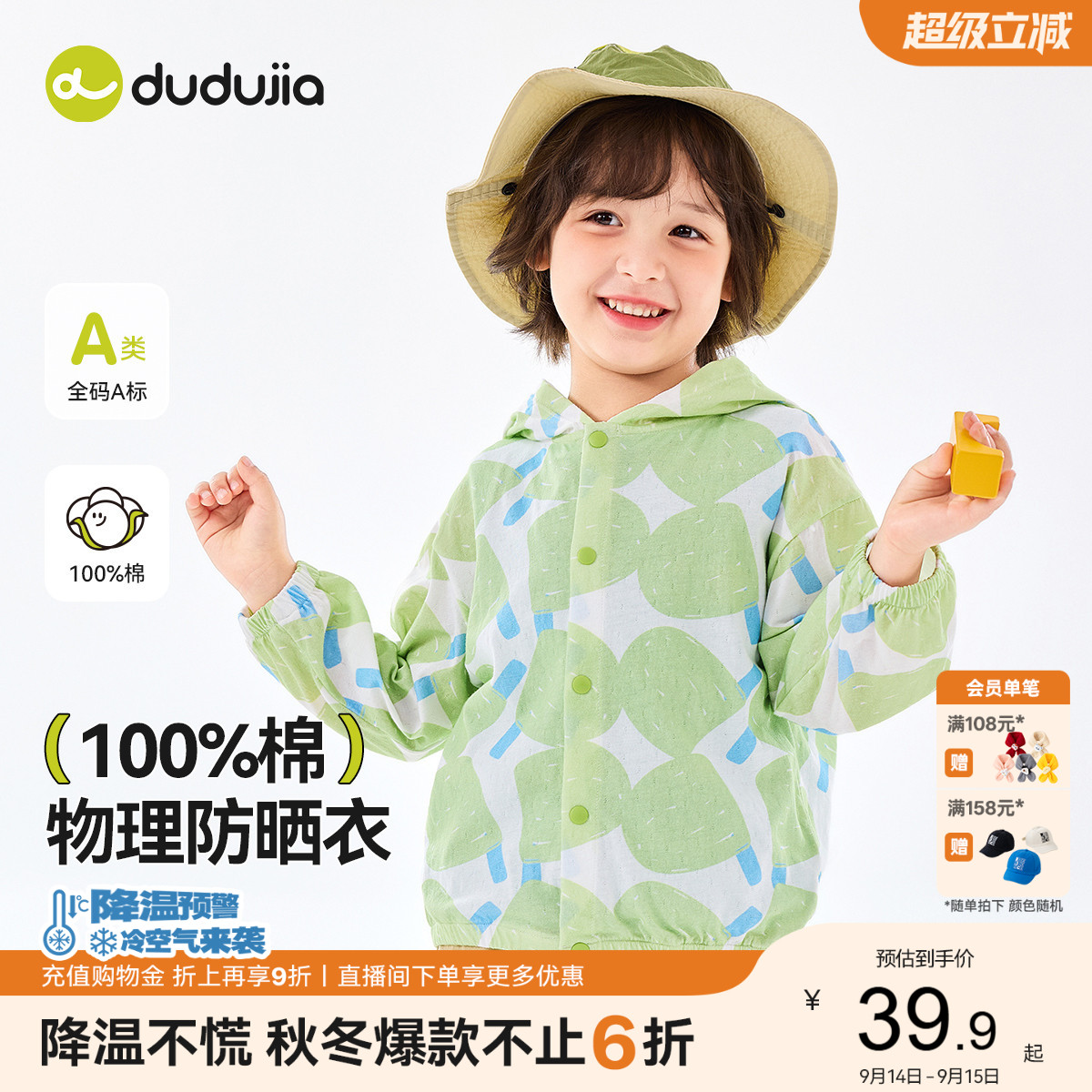 【100%棉】宝宝连帽外套夏季纯棉儿童连帽衫夏款男童开衫女童夏装图片