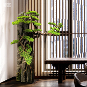 上海美空假山石迎客松摆件室内玄关仿真松树庭院布置新中式 假绿植