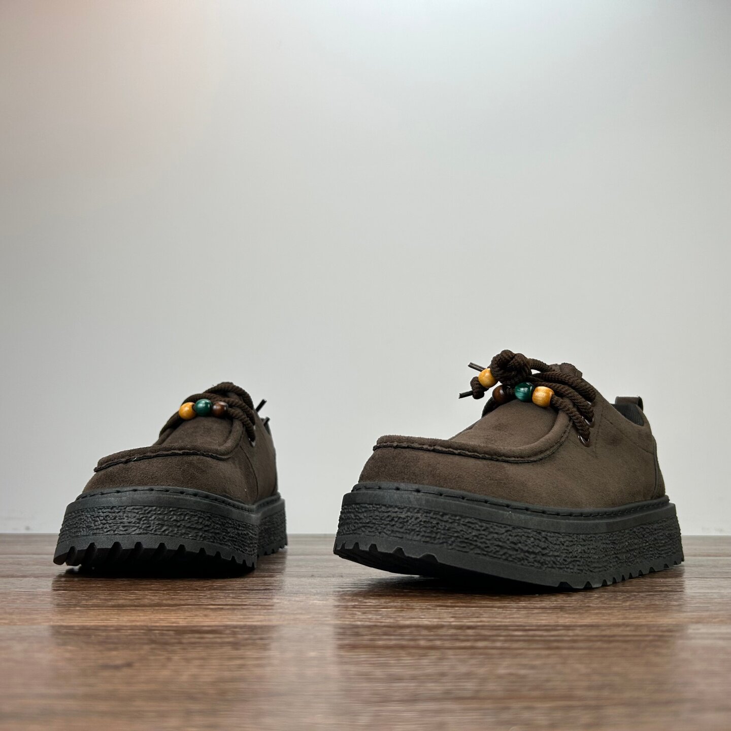 捡漏好货 男厚底休闲工装大头鞋春秋低帮系带皮鞋驼色户外百搭