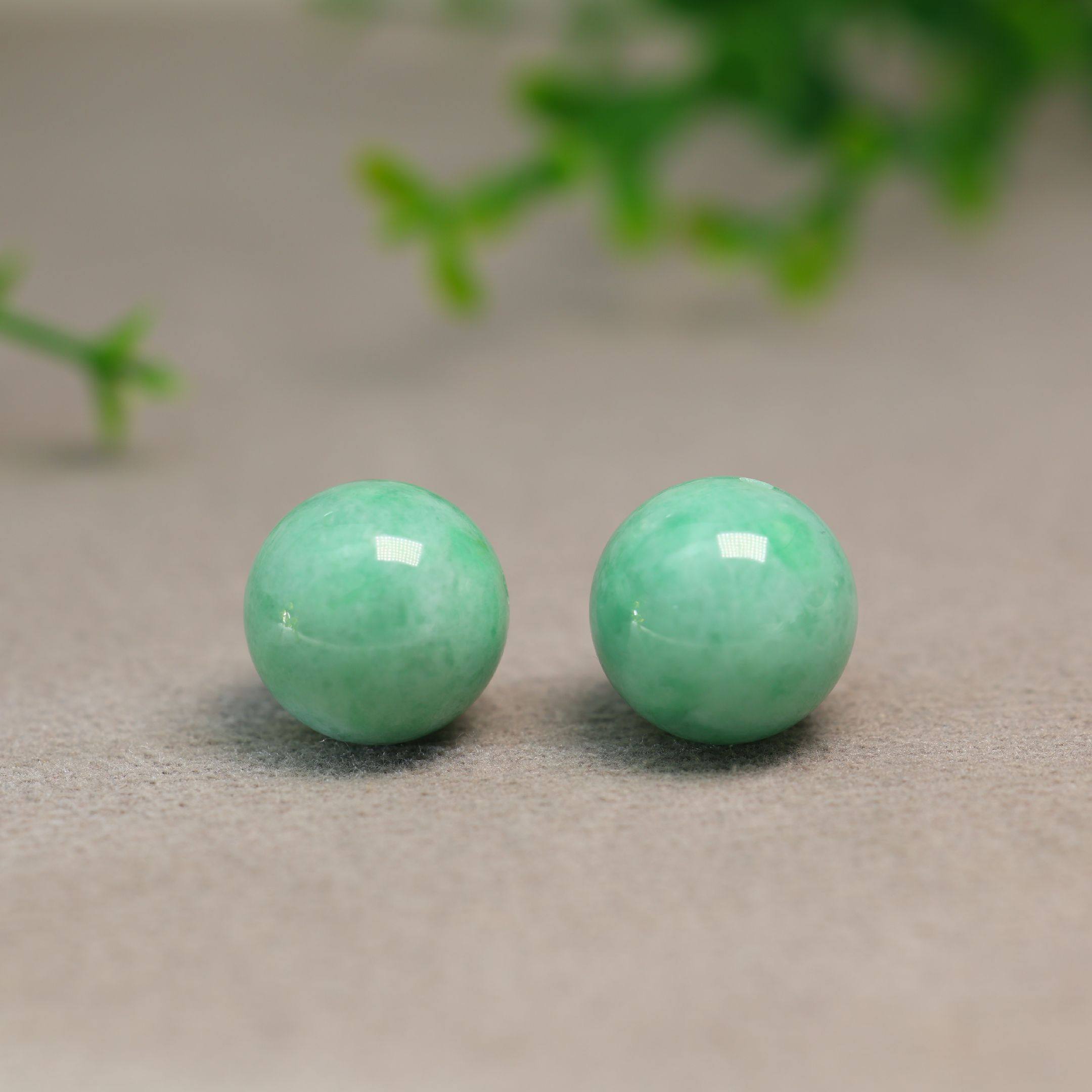 #K278一对糯种满绿缅甸天然A货翡翠珠子 17MM大圆珠佛珠顶珠,珠宝/钻石/翡翠,翡翠裸石/蛋面,淘宝优惠券,粉丝福利购,淘宝优惠卷