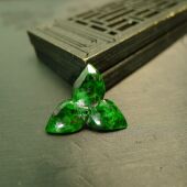 G414满色辣绿天然A货翡翠三叶草小花花朵吊坠花片 DIY配饰小件