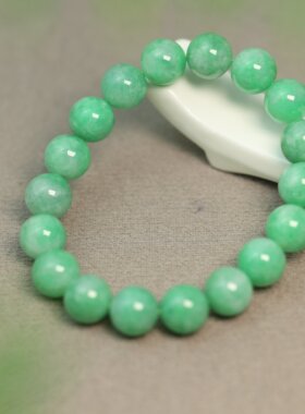 #L554 满绿缅甸天然A货翡翠珠子手链18子手串珠链