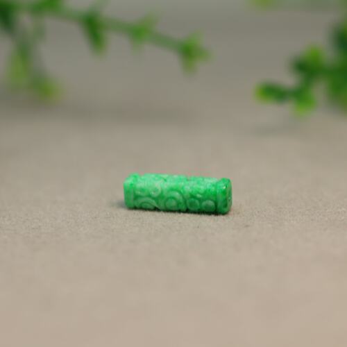 天然A货翡翠长方柱条形雕花桶珠