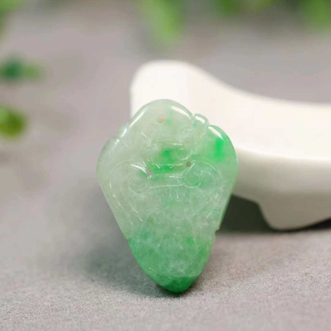 5548 冰糯种飘阳绿天然a货老翡翠蝙蝠如意吊坠 福寿挂坠