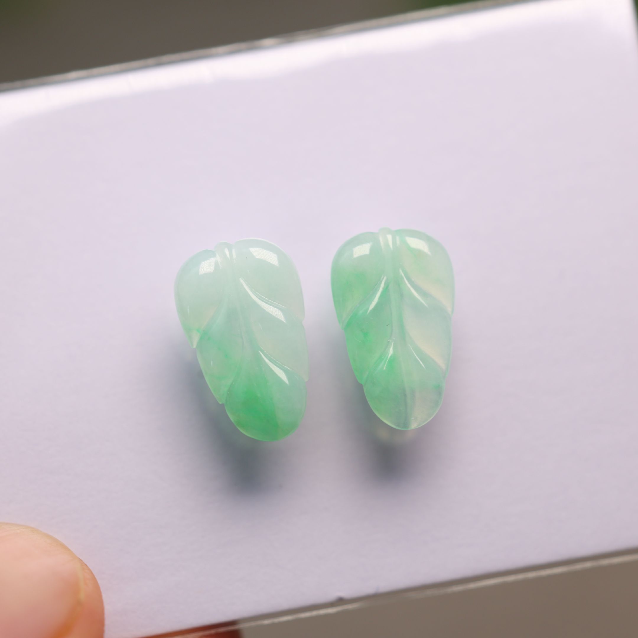 缅甸天然A货翡翠树叶子花片裸石