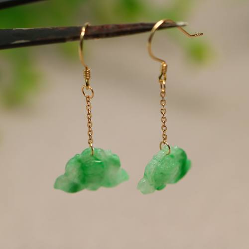 飘阳绿天然A货翡翠莲蓬耳坠