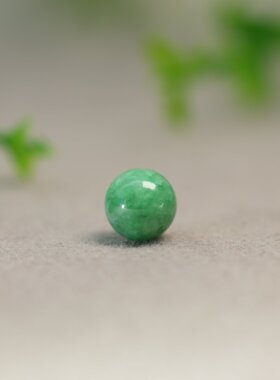 #M338 满绿缅甸天然A货翡翠珠子 9MM素面圆珠顶珠佛珠