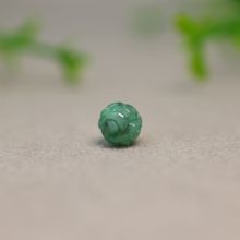 #J968满绿缅甸天然A货翡翠龙纹雕花圆珠 8MM雕花小珠子