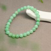 J296冰糯种满色阳绿天然A货翡翠素面圆珠子手串手链
