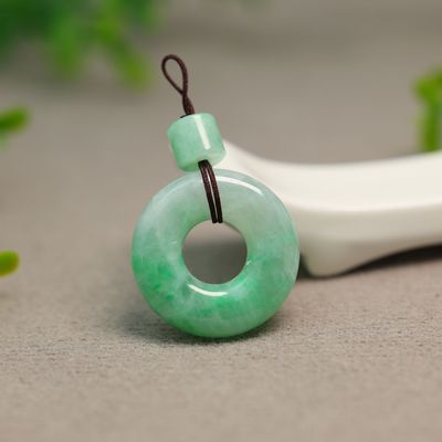 缅甸天然A货翡翠平安扣小环吊坠