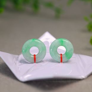 镶嵌耳坠裸石 K450一对冰糯种飘阳绿缅甸天然A货翡翠小环甜甜圈