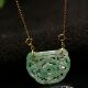8998 冰糯种飘阳绿天然A货翡翠镂空雕吉庆有余如意锁链吊坠