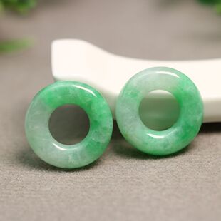 #8324 一对冰糯种飘阳绿天然A货翡翠小环小圈
