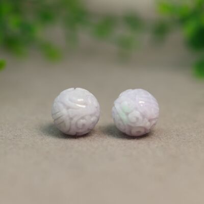 缅甸天然A货翡翠团寿雕花珠子