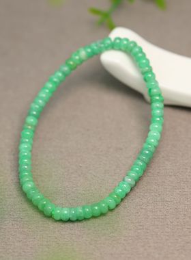 #J598满色阳绿缅甸天然A货翡翠算盘珠子隔珠手串手链