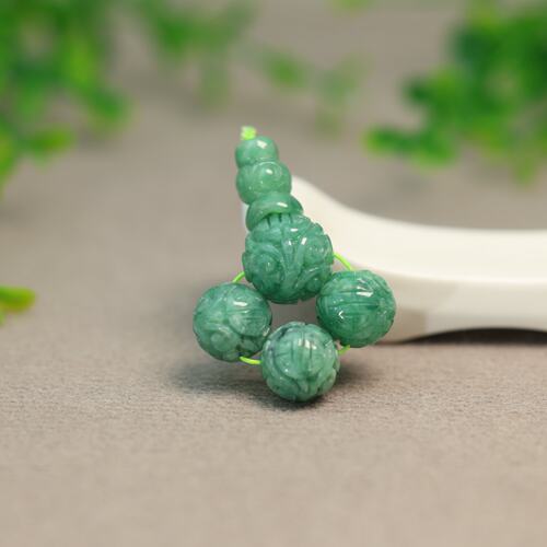 翡翠团寿龙纹雕花珠子三通佛头