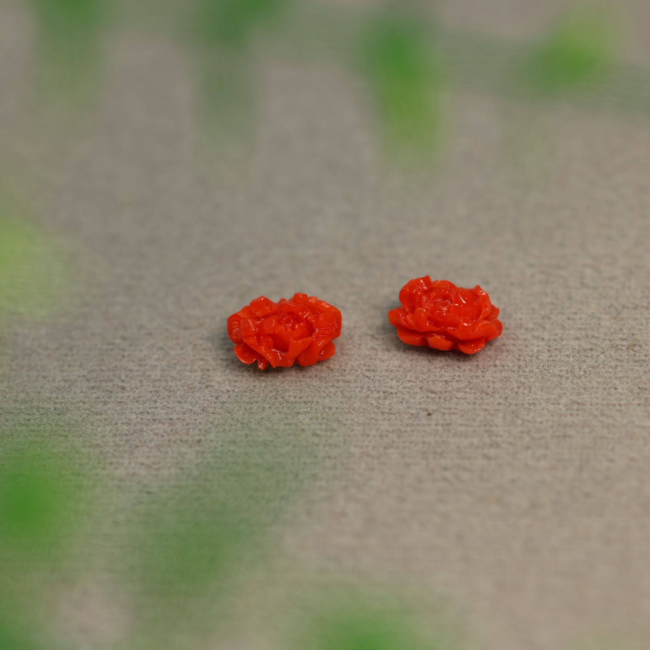 #J485一对深海红天然有机红宝牡丹花  镶嵌耳钉裸石,珠宝/钻石/翡翠,翡翠裸石/蛋面,淘宝优惠券,粉丝福利购,淘宝优惠卷