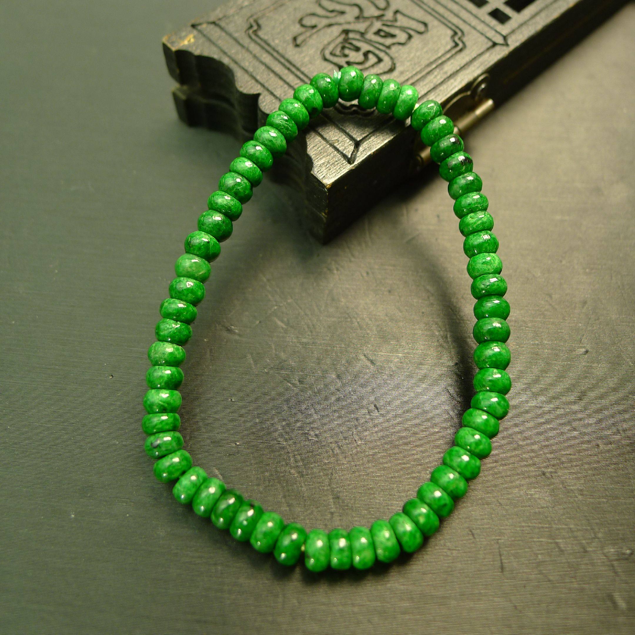 #G884满色辣绿天然A货翡翠算盘珠子隔珠手串手链,珠宝/钻石/翡翠,手链/手串,淘宝优惠券,粉丝福利购,淘宝优惠卷