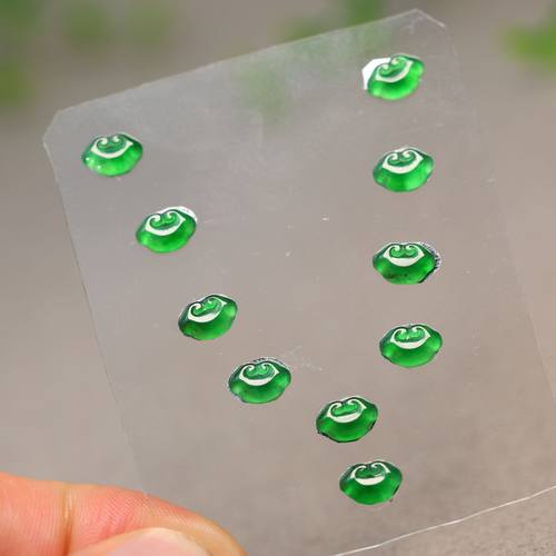 天然A货翡翠如意头花片套装