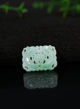 天然A货翡翠双龙捧寿方形背云