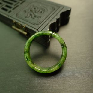 #6934 23号圈口黄加绿天然A货老翡翠戒指指环