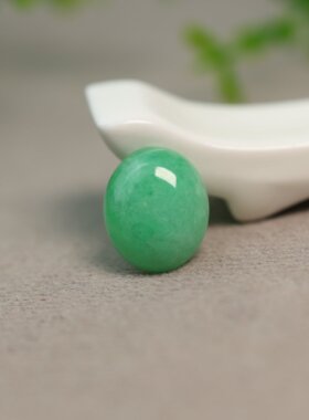 #L434 满绿缅甸天然A货翡翠蛋面裸石