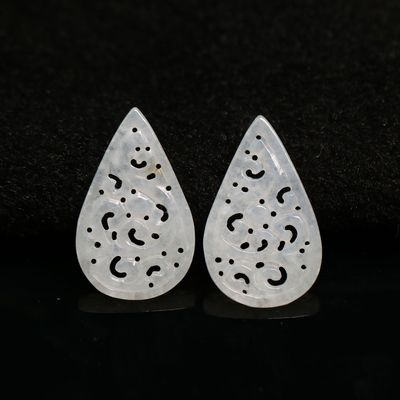 翡翠镂空雕花水滴形耳坠花片