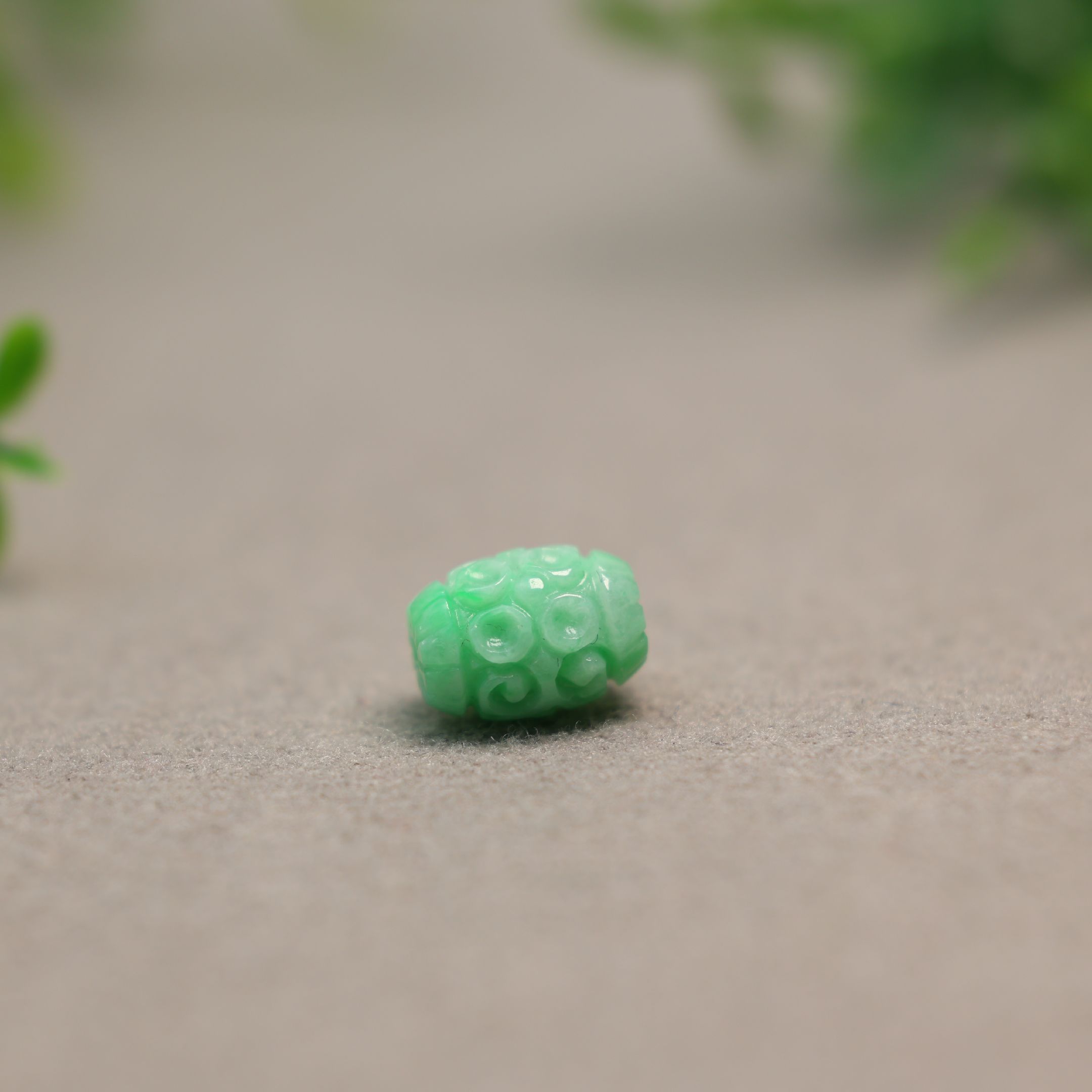 翡翠雕花鼓珠桶珠转运珠路路通