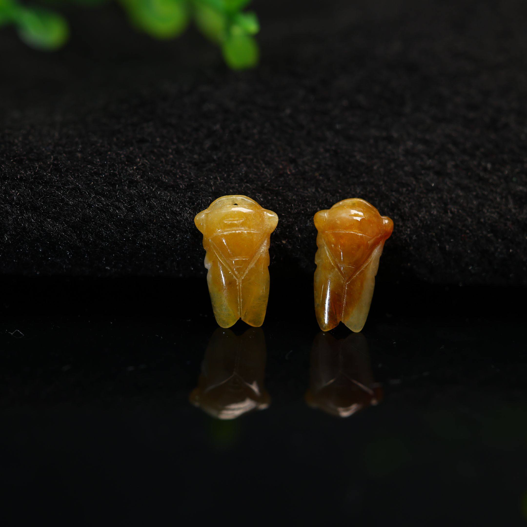 #H750一对冰种缅甸天然A货黄翡翡翠玉蝉一鸣惊人知了小吊坠坠角,珠宝/钻石/翡翠,翡翠裸石/蛋面,淘宝优惠券,粉丝福利购,淘宝优惠卷