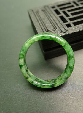 23号大圈口冰糯种满绿天然A货翡翠戒指指环