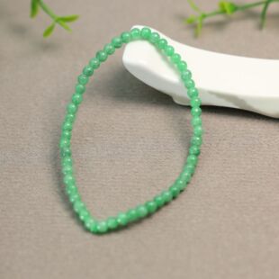 #I128一串冰种阳绿天然A货翡翠米珠小圆珠子手链