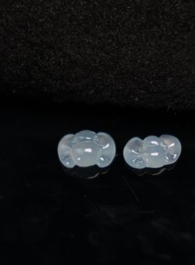 #H4994一对老坑冰种天然A货翡翠蝙蝠戒面 镶嵌裸石