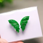 H576满色辣绿天然A货翡翠蝴蝶翅膀 镶嵌胸针吊坠裸石