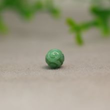 #J759满绿缅甸天然A货翡翠龙纹雕花珠子 8MM小圆珠吊坠顶珠