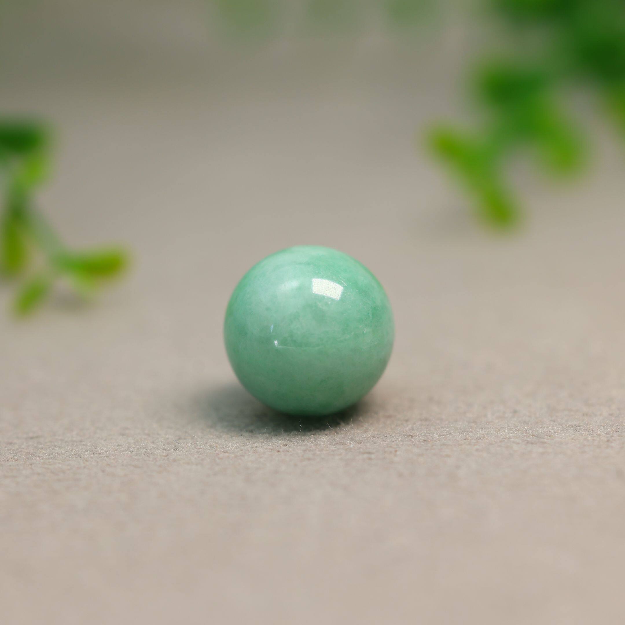 #J209糯种满绿缅甸天然A货翡翠珠子 16MM素面圆珠佛珠顶珠