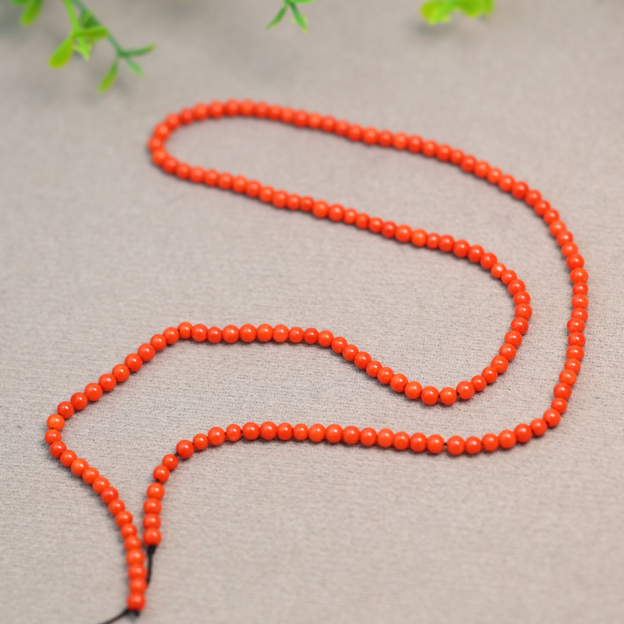 #G823深海红天然有机红宝小米珠小圆珠子项链吊坠挂绳