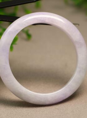 #E388 56MM圈口冰糯底紫色天然A货翡翠手镯