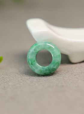 #K418绿色缅甸天然A货翡翠圆圈小环跑环甜甜圈