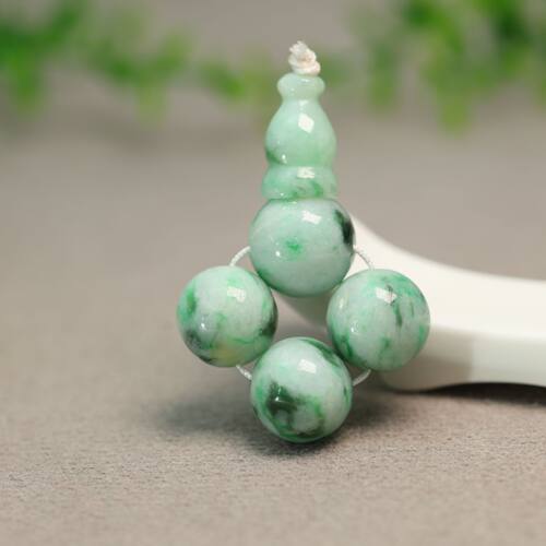 天然A货翡翠素面珠子三通佛头