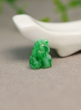 #6851冰种飘辣绿缅甸天然A货翡翠寿桃小吊坠花片裸石