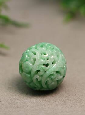 翡翠镂空龙纹雕花珠子大佛珠