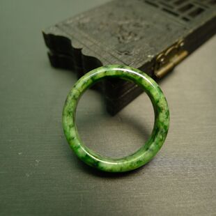 #8518 23号圈口黄加绿天然A货老翡翠戒指指环