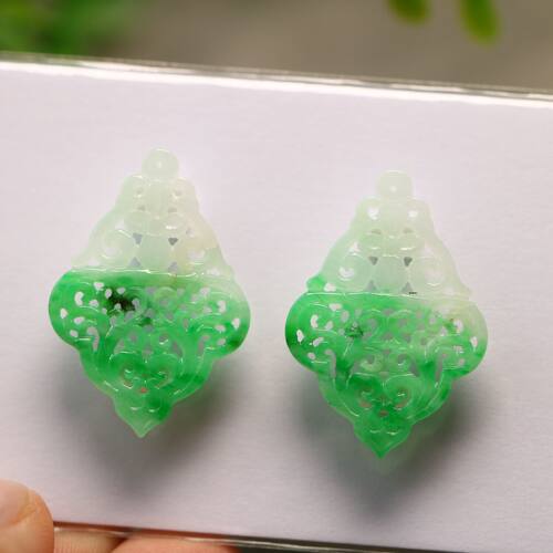 翡翠古风镂空雕花耳坠花片