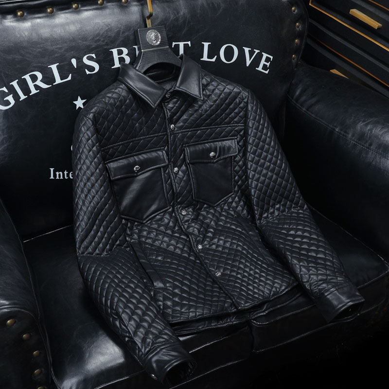 雷迪波尔官方冬季新款潮牌皮衣羽绒服男大码修身帅气PU皮机车防寒