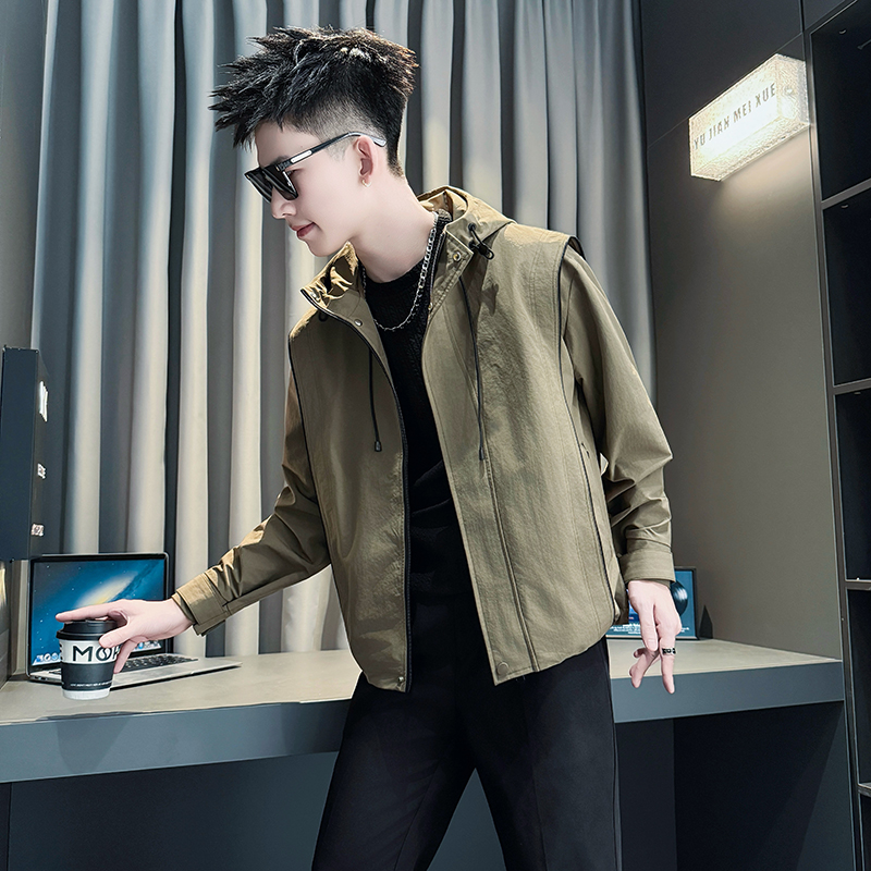 雷迪波尔官方春秋季痞帅高级感连帽外套男士解构休闲男装上衣褂子