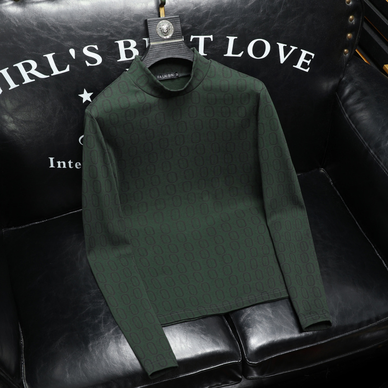 雷迪波尔官方秋冬新款男士半高领薄绒长袖t恤打底衫潮流修身时尚