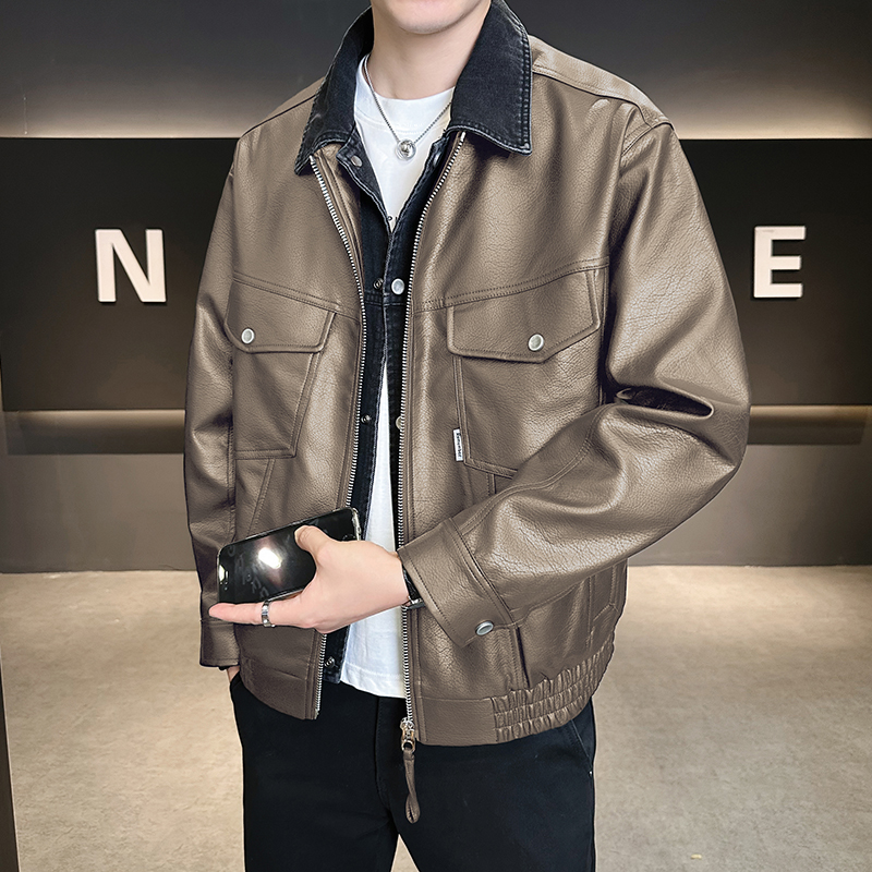 雷迪波尔官方痞帅假两件牛仔拼接夹克外套男士潮牌设计感休闲短款