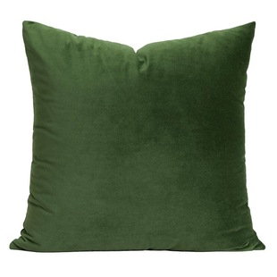 丝绒橄榄绿轻奢复古沙发抱枕套北欧轻奢美式纯色靠垫套羽丝绒