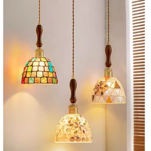 卧室床头吊线灯 法式复古小吊灯2025新款迷你创意餐厅灯