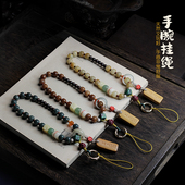 原创高档天然菩提根手机链挂绳手腕短款 吊绳挂件吊坠结实防摔可盘